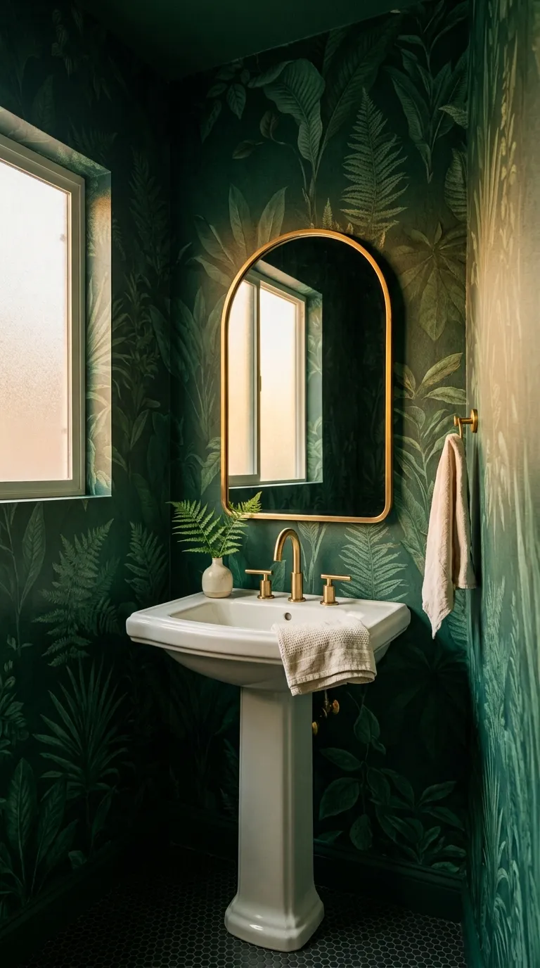 Small Powder Room Wallpaper