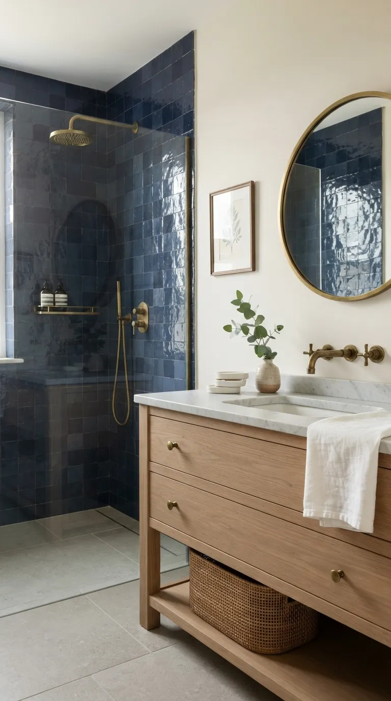 blue tile bathroom ideas for bold style looks