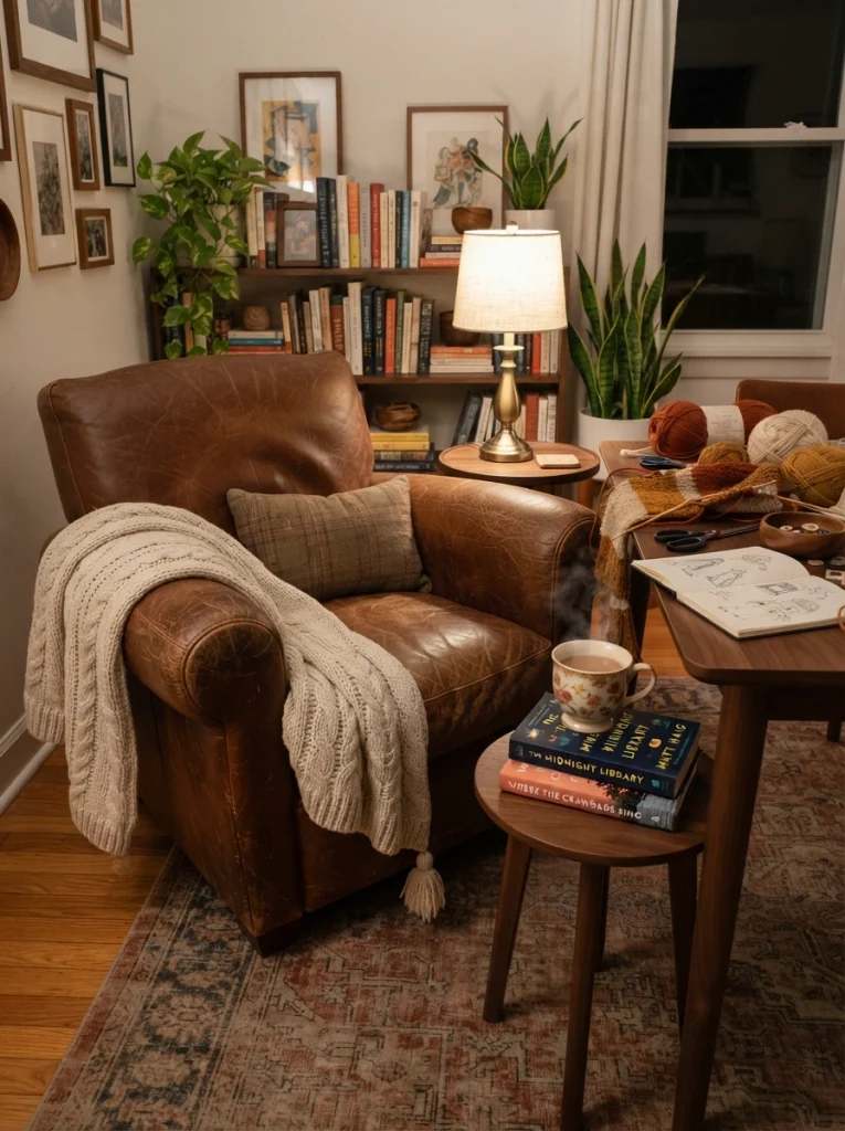 Cozy Reading Corner Lounge Setup