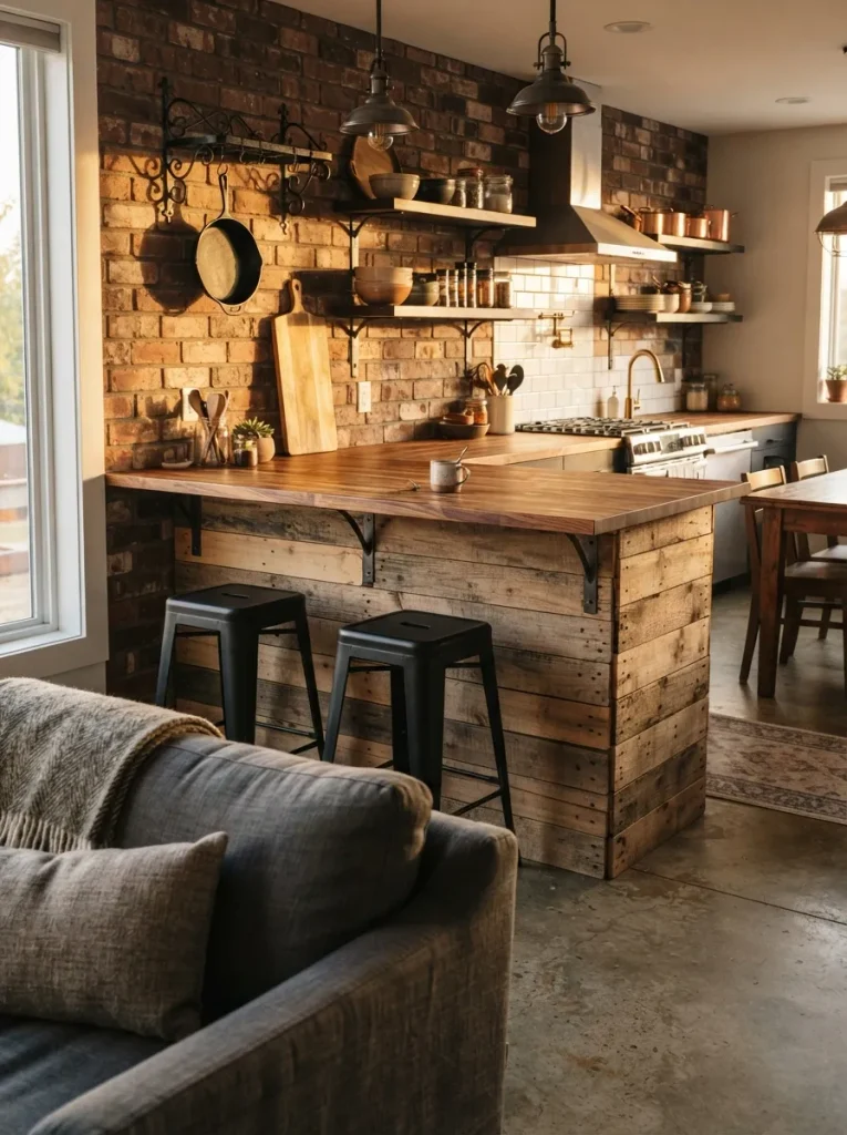 A Bar-Height Counter That Softens the Kitchen Edge