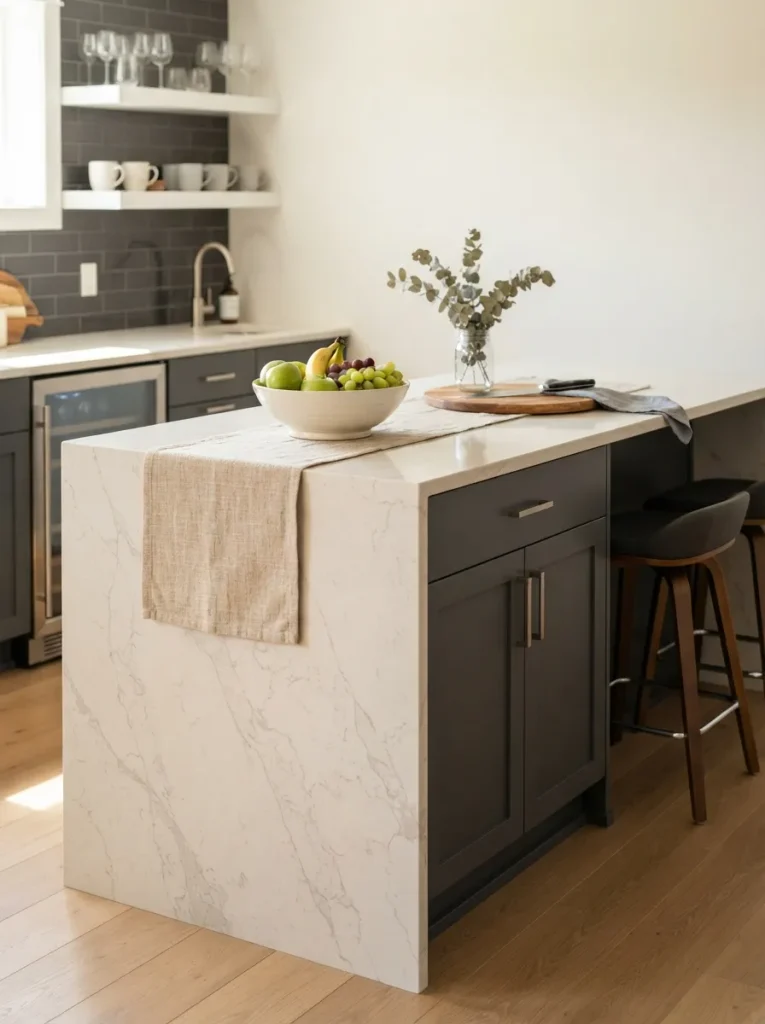 A Two-Tone Island to Offset a Low Ceiling