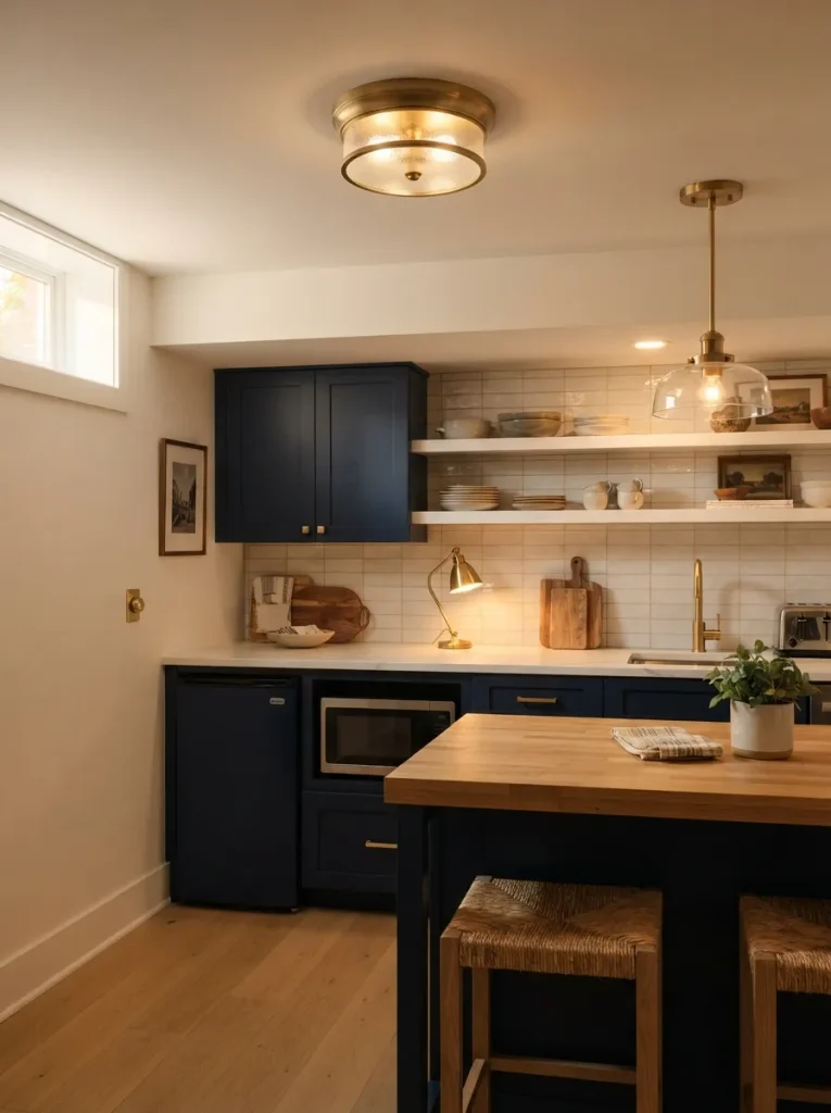Flush-Mount Lighting for Low Basement Ceilings