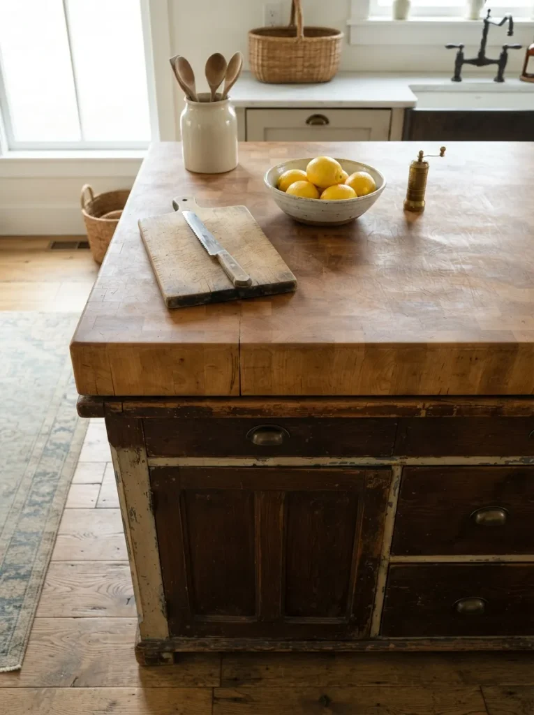 Solid Butcher Block on Top of the Original Frame