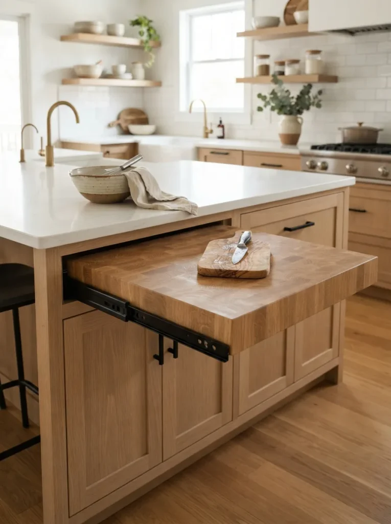 A Telescoping Pull-Out Prep Surface