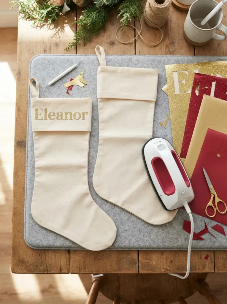 A Personalized Stocking Iron-On Station