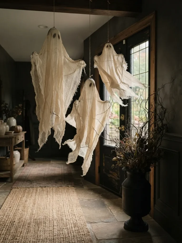 Draped Sheer Fabric Ghosts Instead of Plastic Ones
