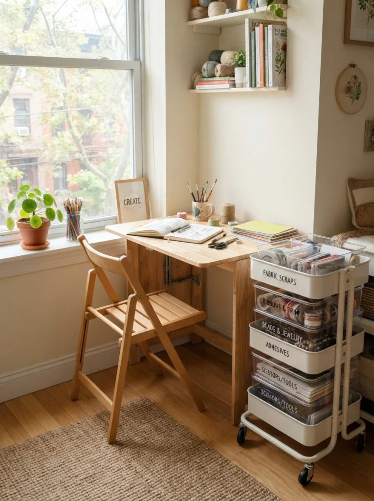 Small-Space Fold-Flat Craft Table Setup