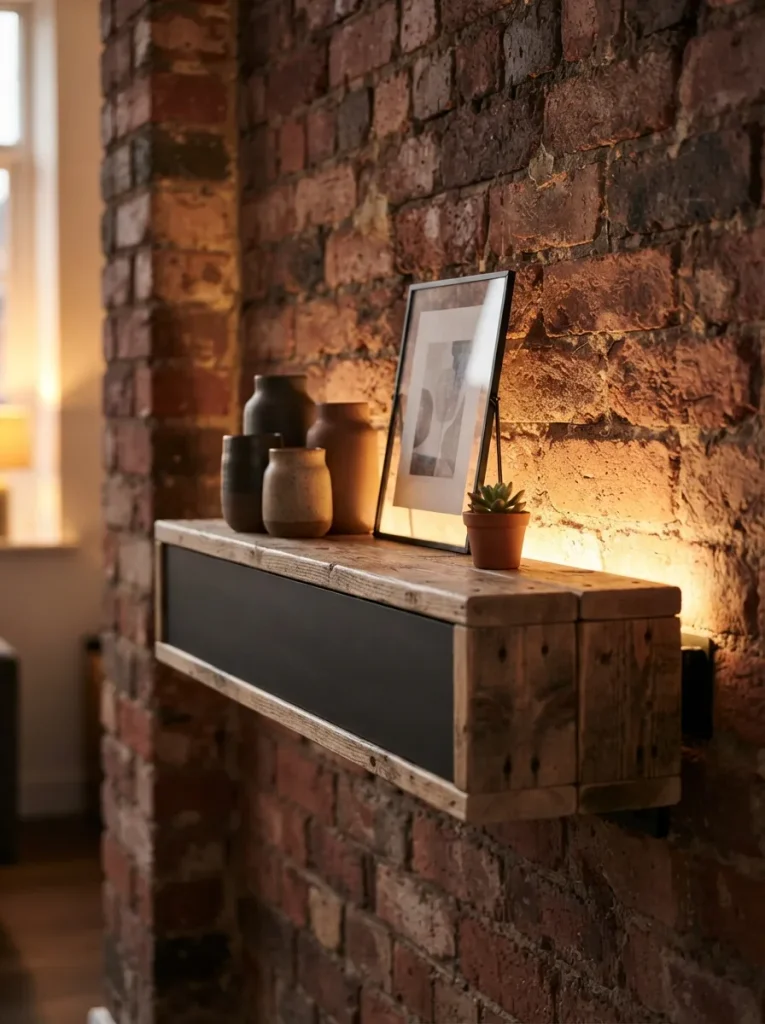 A Floating Console Backlit With Warm LED