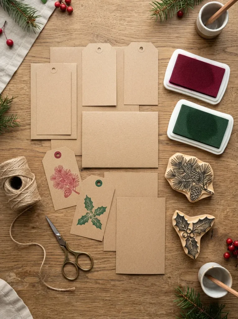 A Christmas Card and Gift Tag Stamping Station