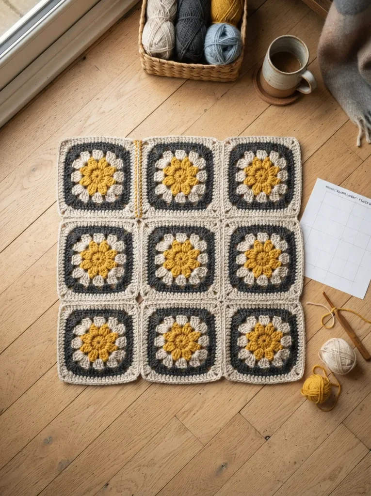 Granny-Square Blanket Along