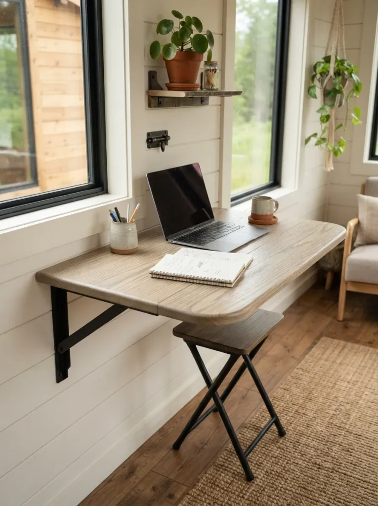 Mount a Fold-Down Desk That Folds Flat Against the Wall