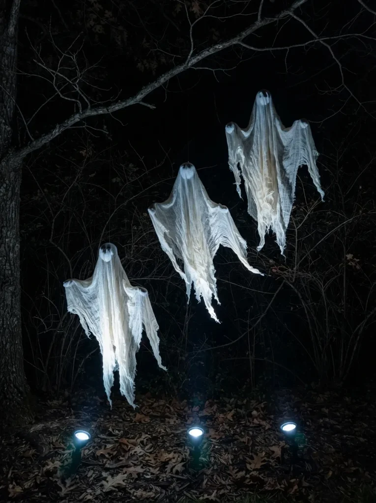 Hanging Ghost Figures Lit From Below, Not Above