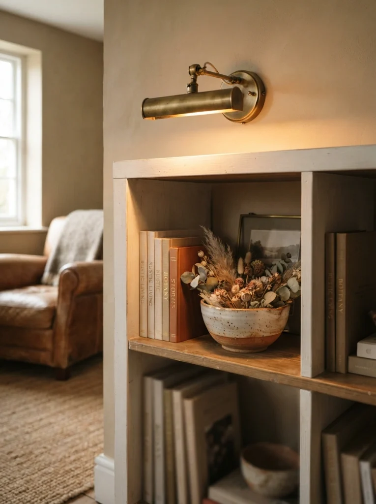A Single Brass Picture Light Above the Vignette