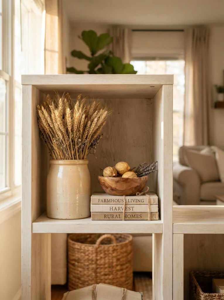 The Styled Farmhouse Kallax Vignette That Ties It All Together