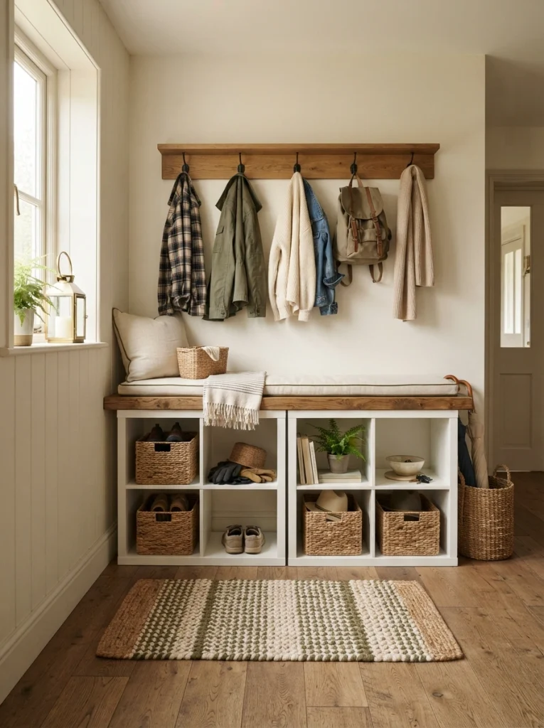 Pairing Two Kallax Units as a Farmhouse Mudroom Bench