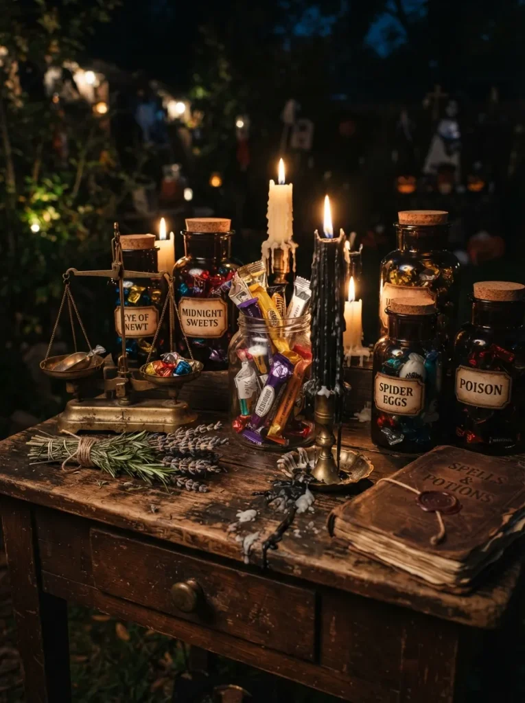 An Apothecary-Style Treat Station Built From Furniture You're Repurposing