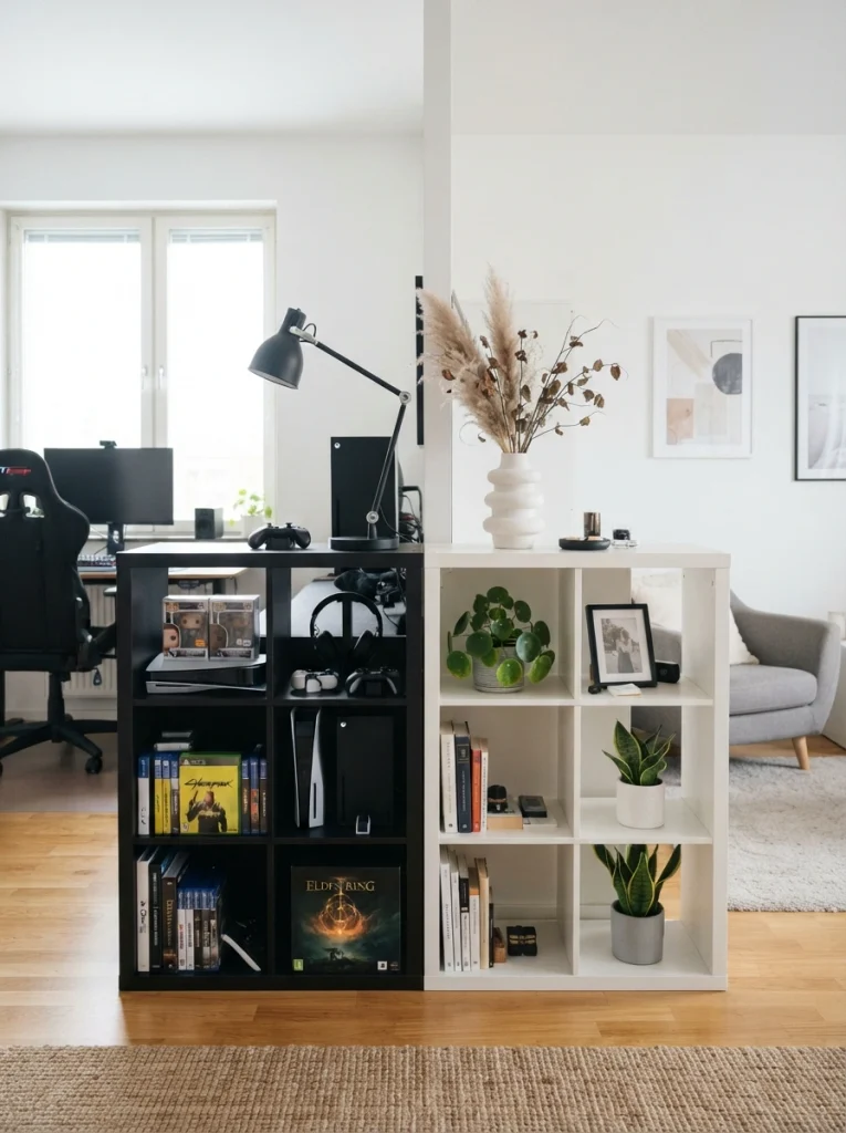 Black-and-White Color Blocking to Zone Your Kallax Gaming Room