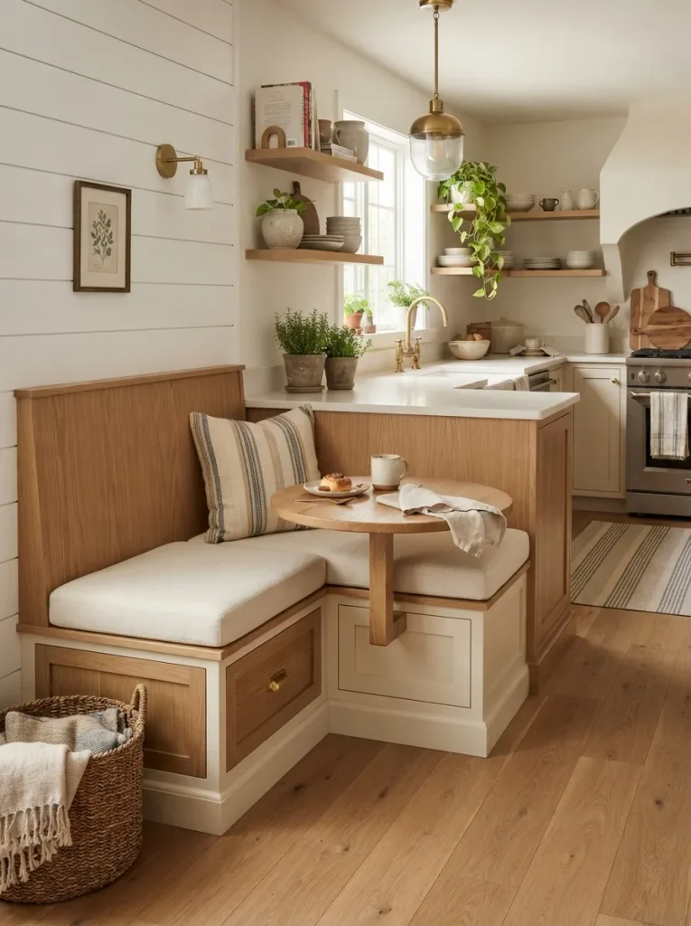 A Built-In Banquette Instead of Stools on One Side
