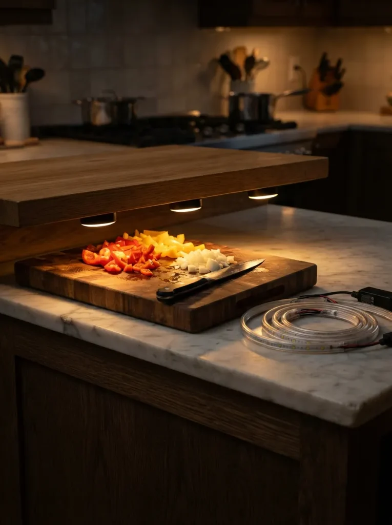 Task Lighting Tucked Under the Counter Overhang