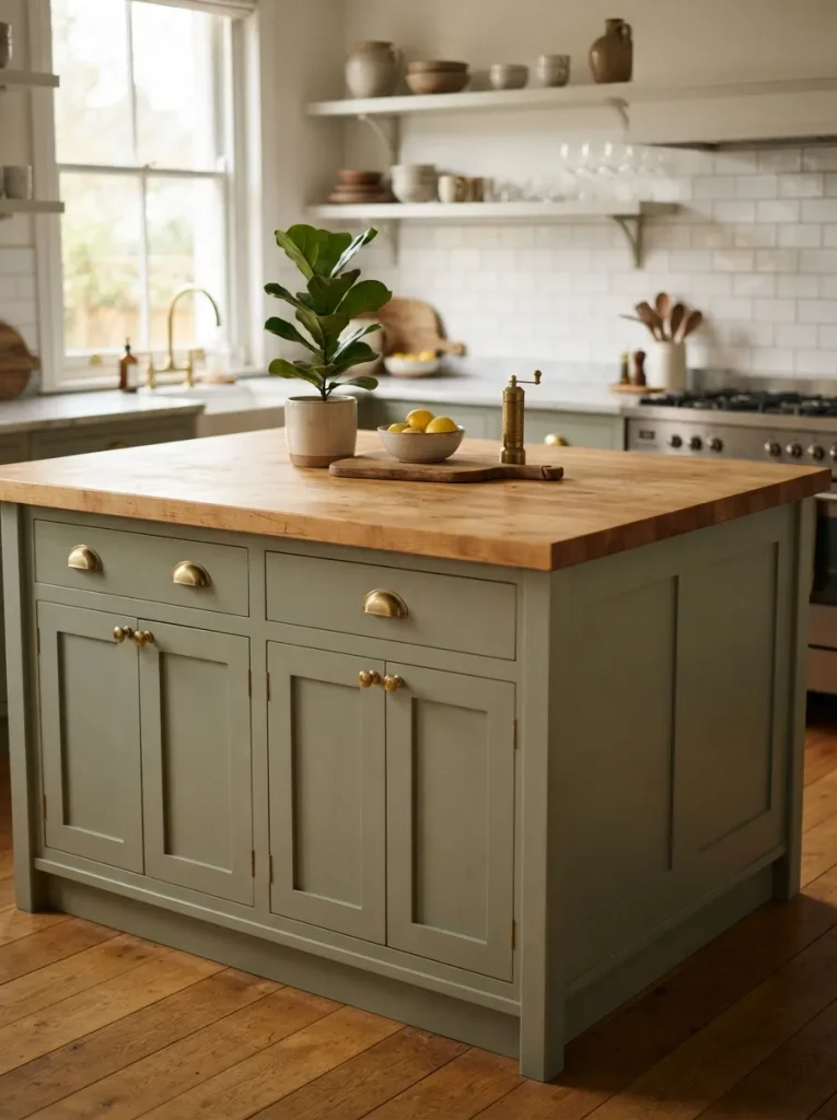 A Sage or Olive Green Base Cabinet
