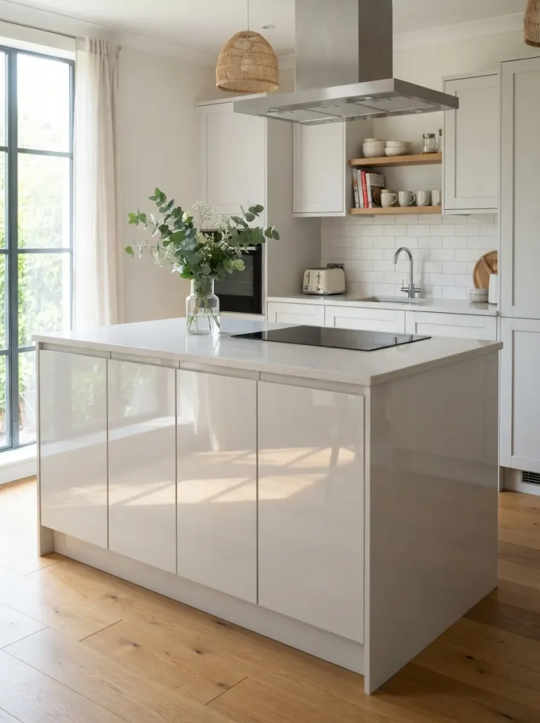Glossy or Mirrored Cabinet Fronts to Bounce Light