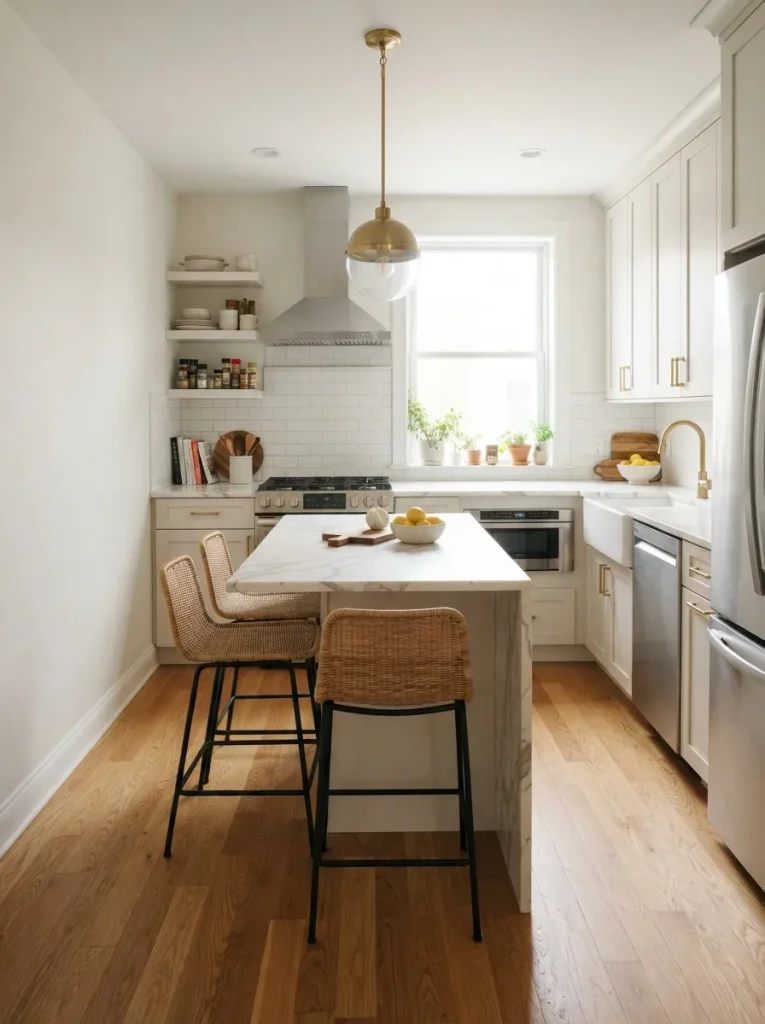 The Compact Waterfall Island for a Smaller Kitchen