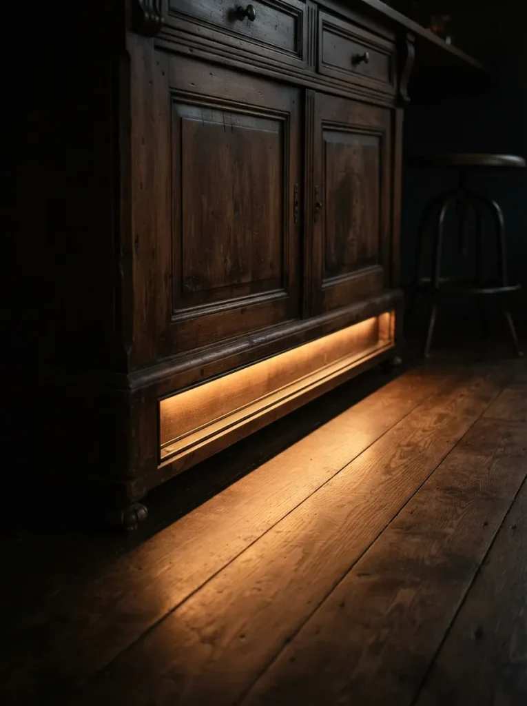 Warm LED Light Along the Toe-Kick