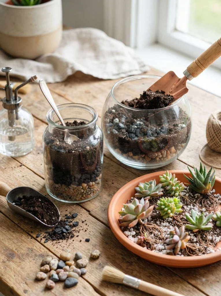 Tiny Terrarium & Succulent Planting Bar