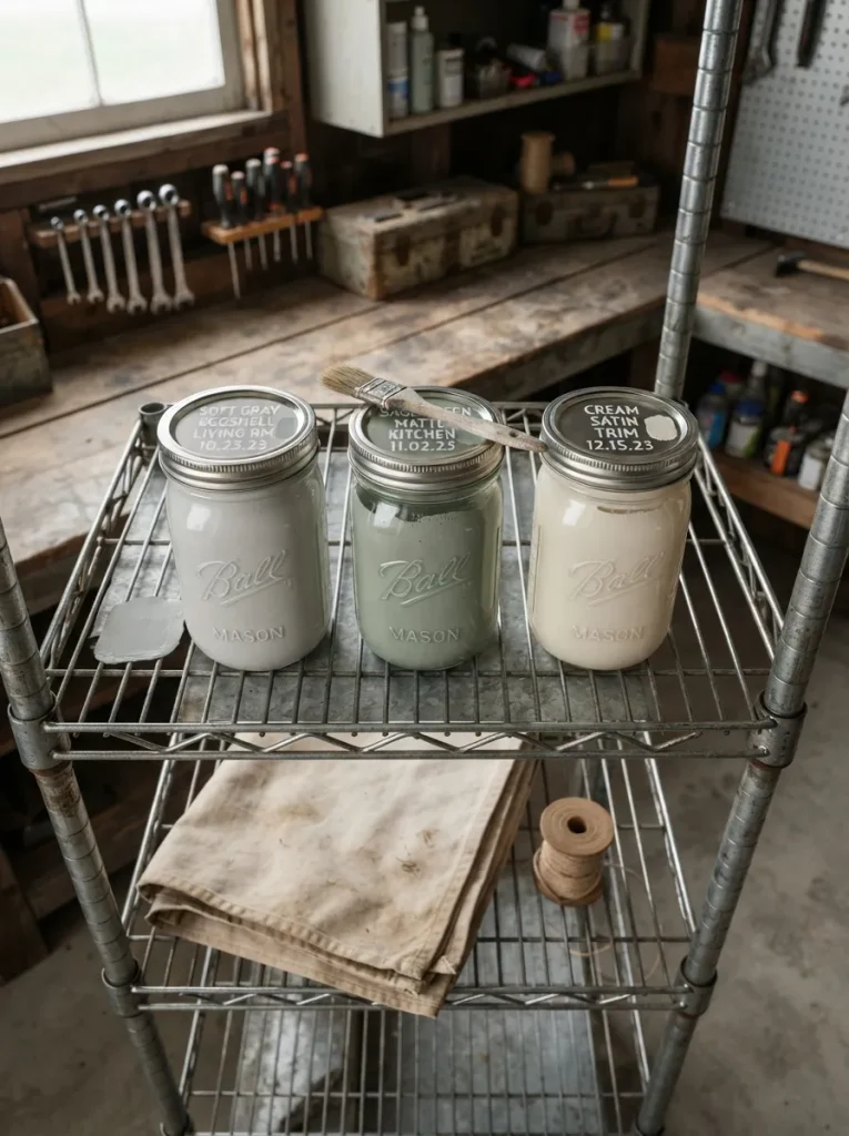 Store Touch-Up Paint in Labeled Pint Jars