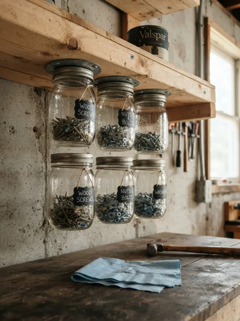Hang Jars From the Underside of a Shelf Instead of Standing Them on It