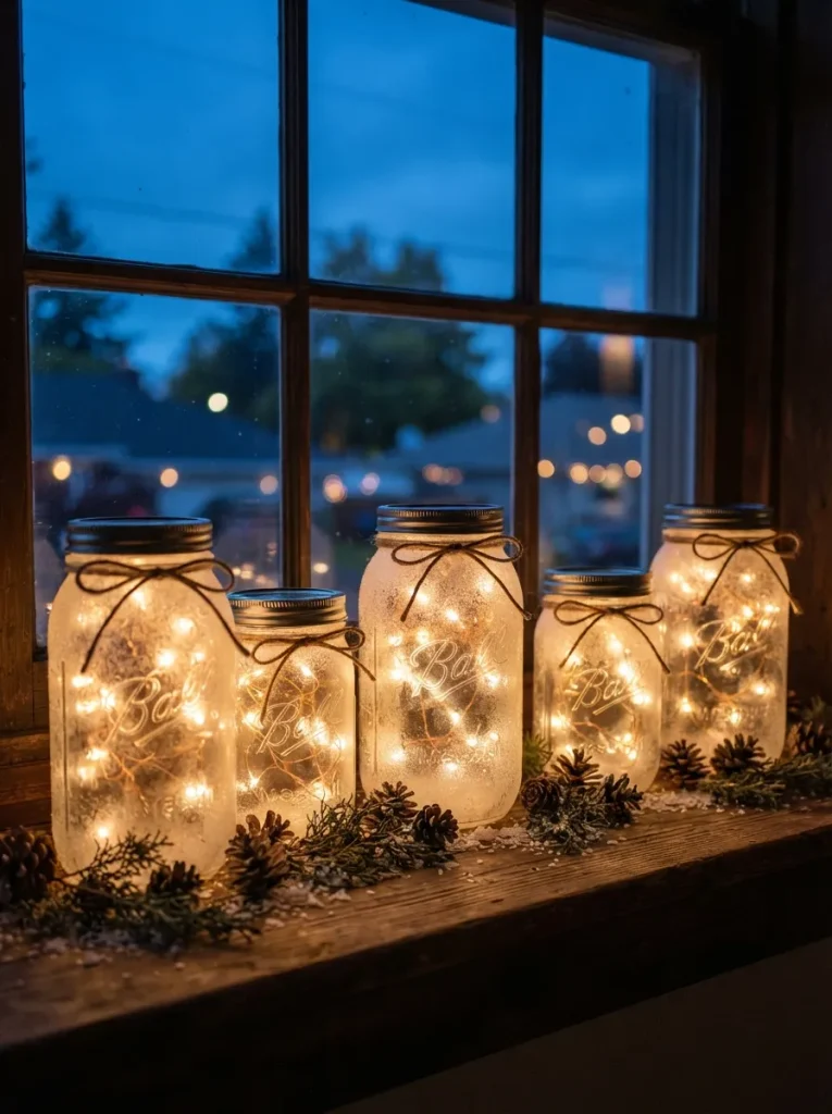 Twinkle-Light Mason Jar Luminaries