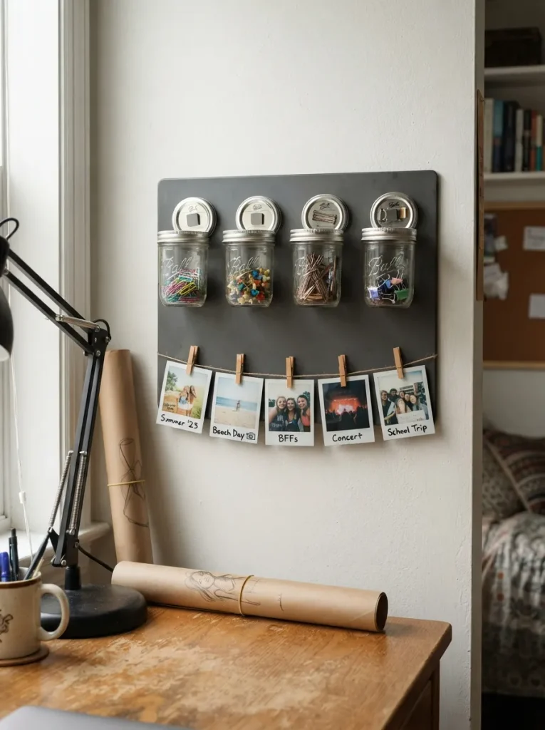 Magnetic Lid Jars on a Steel Board