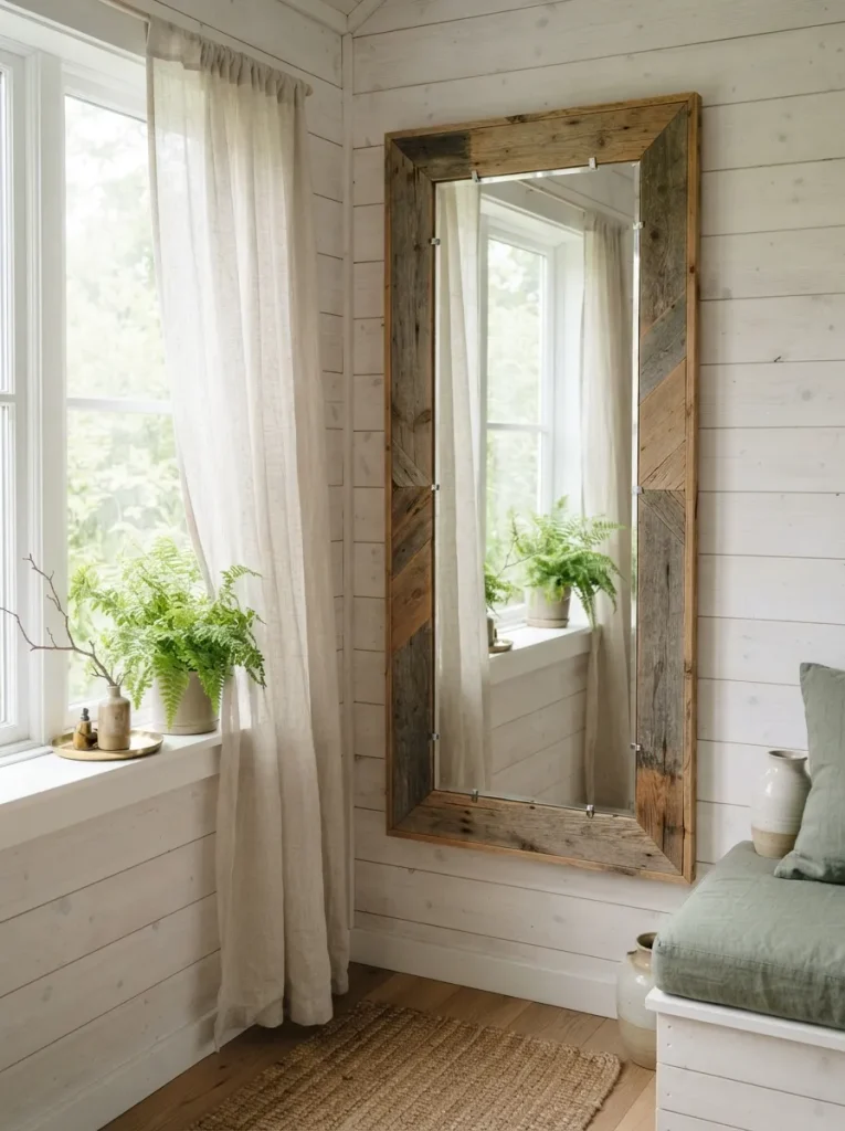 Frame an Oversized Mirror in Pallet Slats