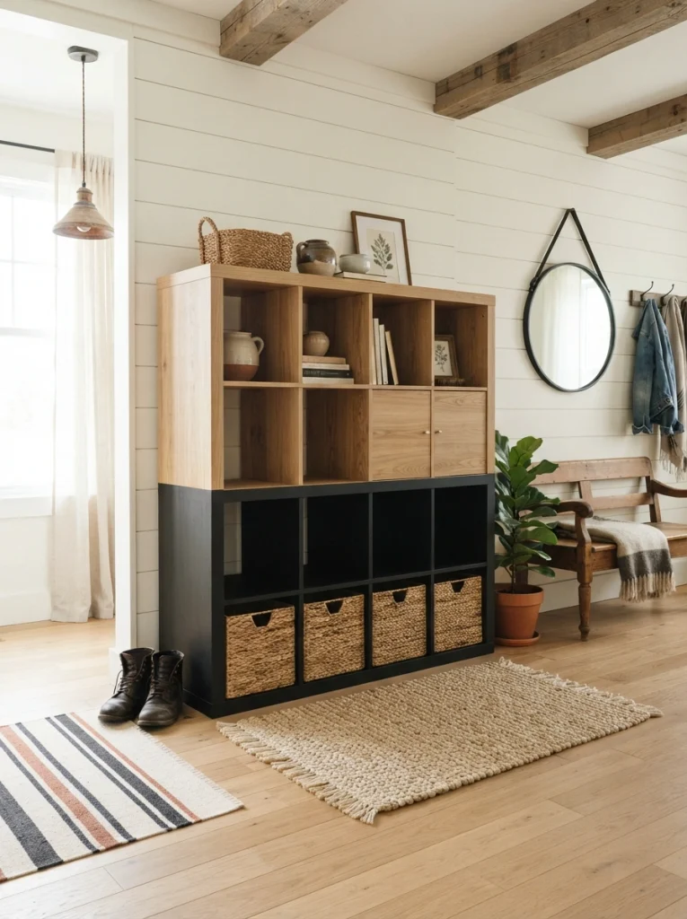 A Two-Tone Black-and-Natural-Wood Finish