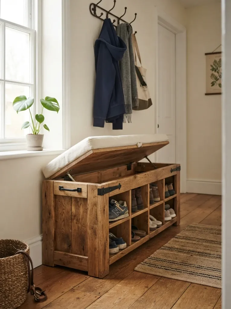 Entryway Bench with Shoe Cubbies