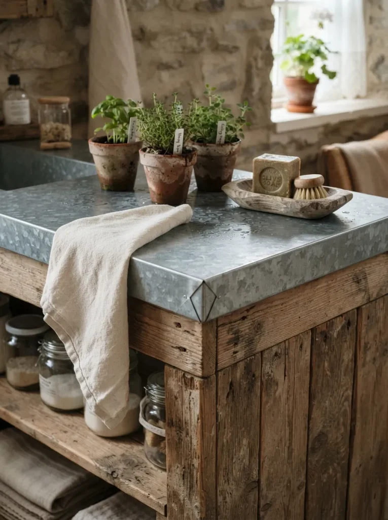 A Galvanized-Metal Top on a Pallet Washstand