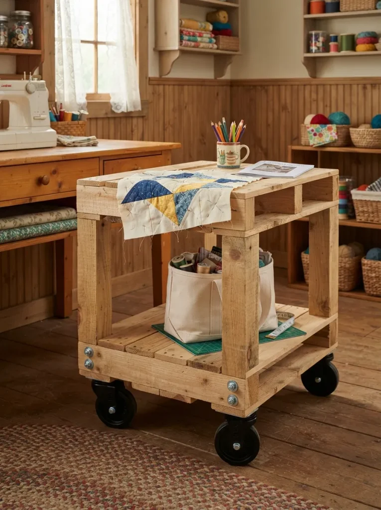 A Slim Rolling Craft Cart on Locking Casters