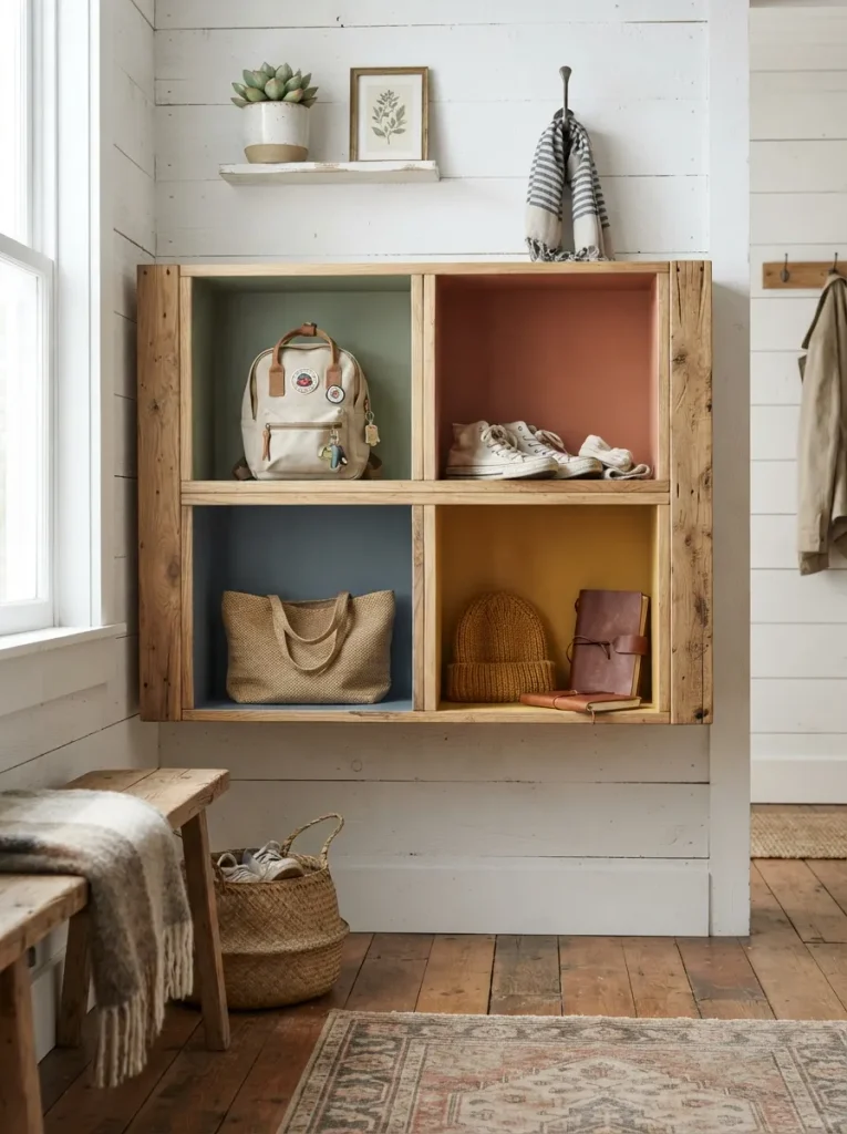 Color-Coded Pallet Cubbies, One Painted Back per Person