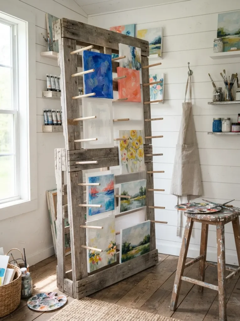 A Vertical Drying Rack for Wet Paint and Prints