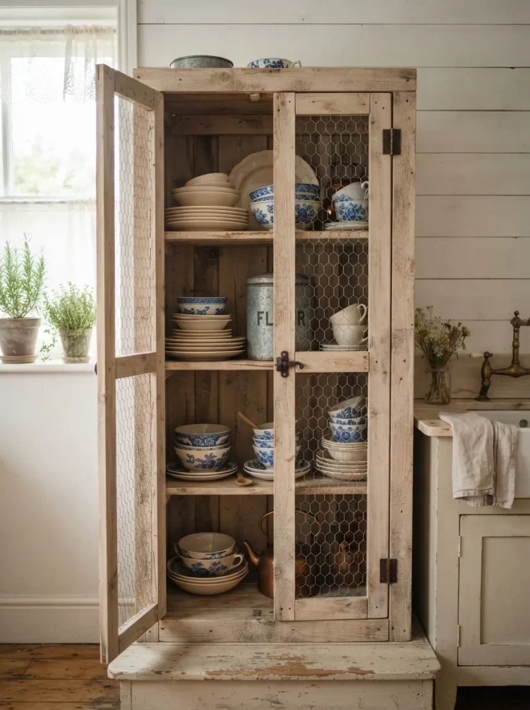 A Pallet Hutch with Chicken-Wire Doors