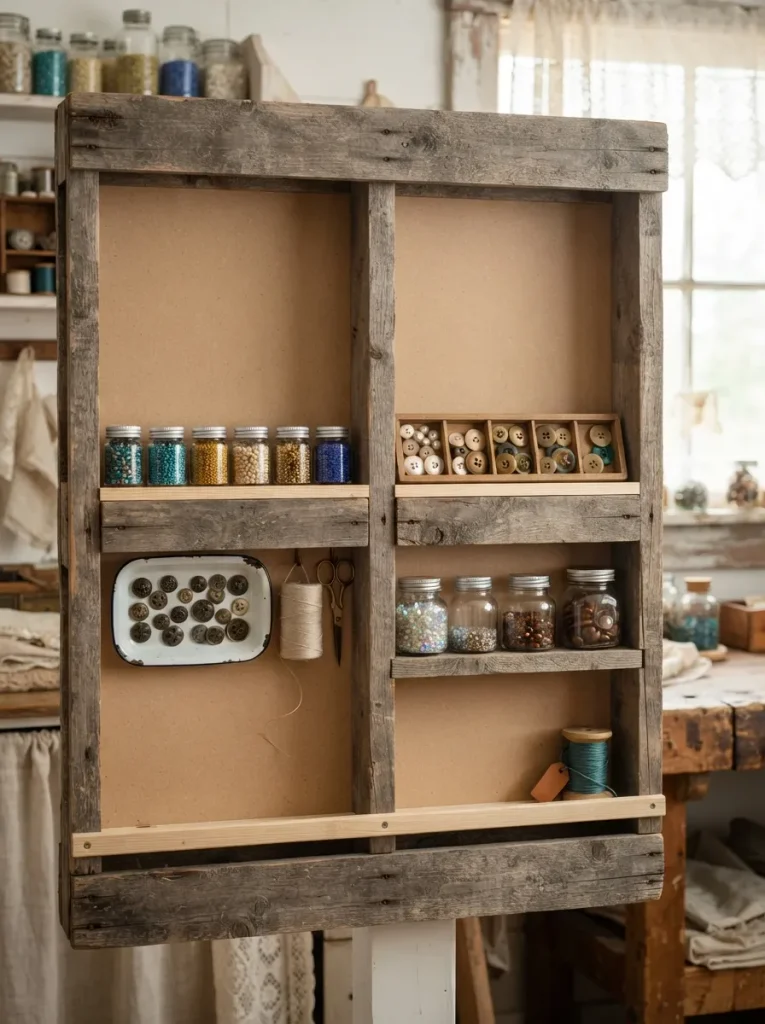 Bead and Button Shelving With a Hardboard Back