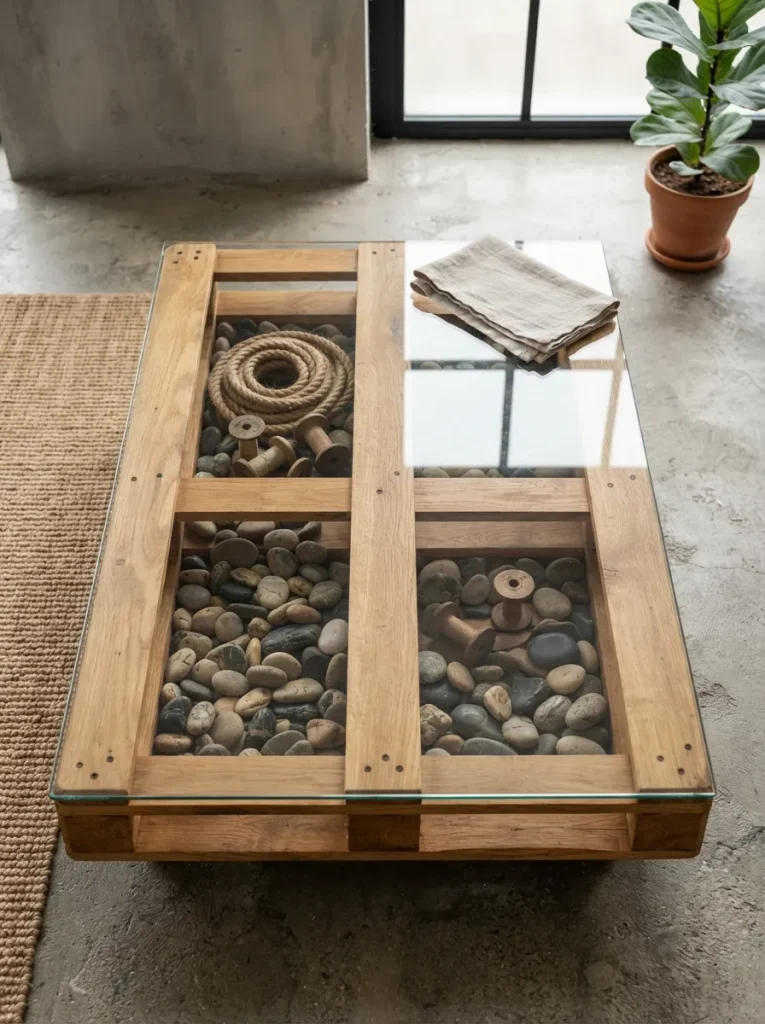 A Glass-Topped Pallet That Doubles as a Display Case