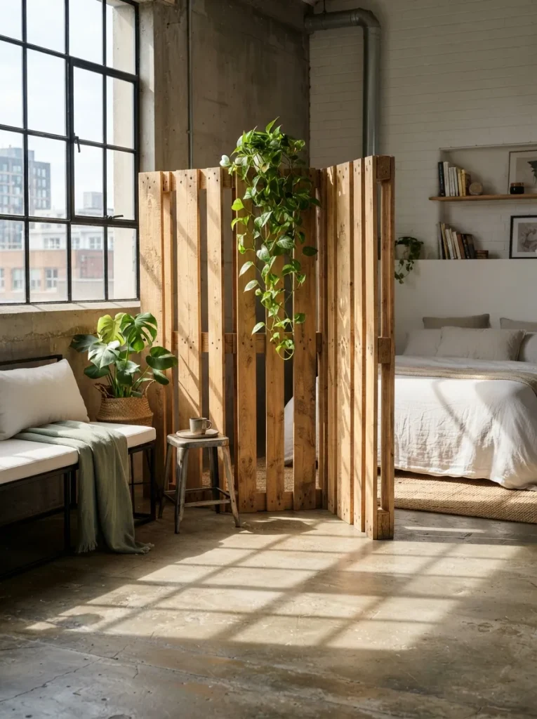 A Zigzag Pallet Divider That Splits the Loft Without Blocking Light