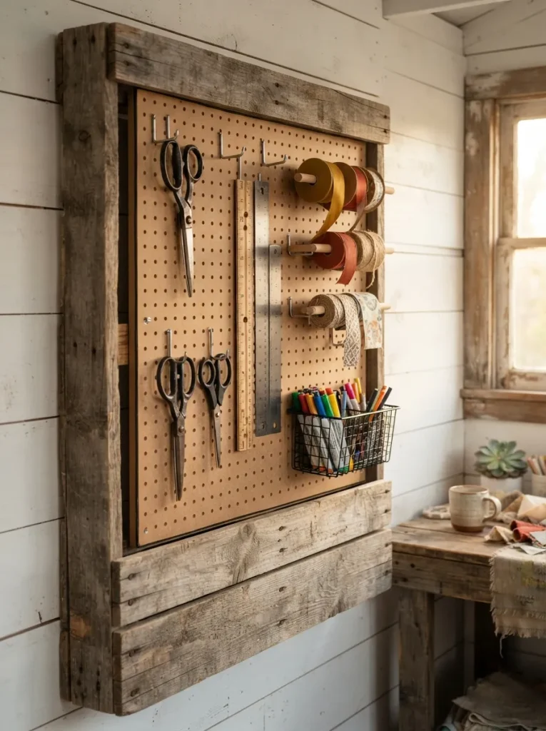 Pegboard Set Into a Pallet Frame