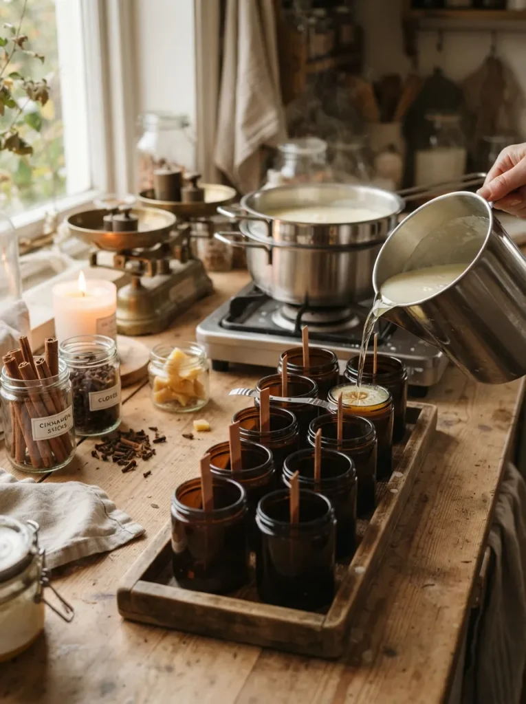 A DIY Christmas Candle Pouring Station