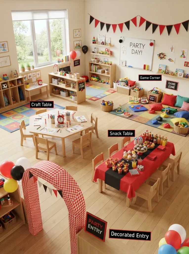 A Four-Station Layout for a 45-Minute Party