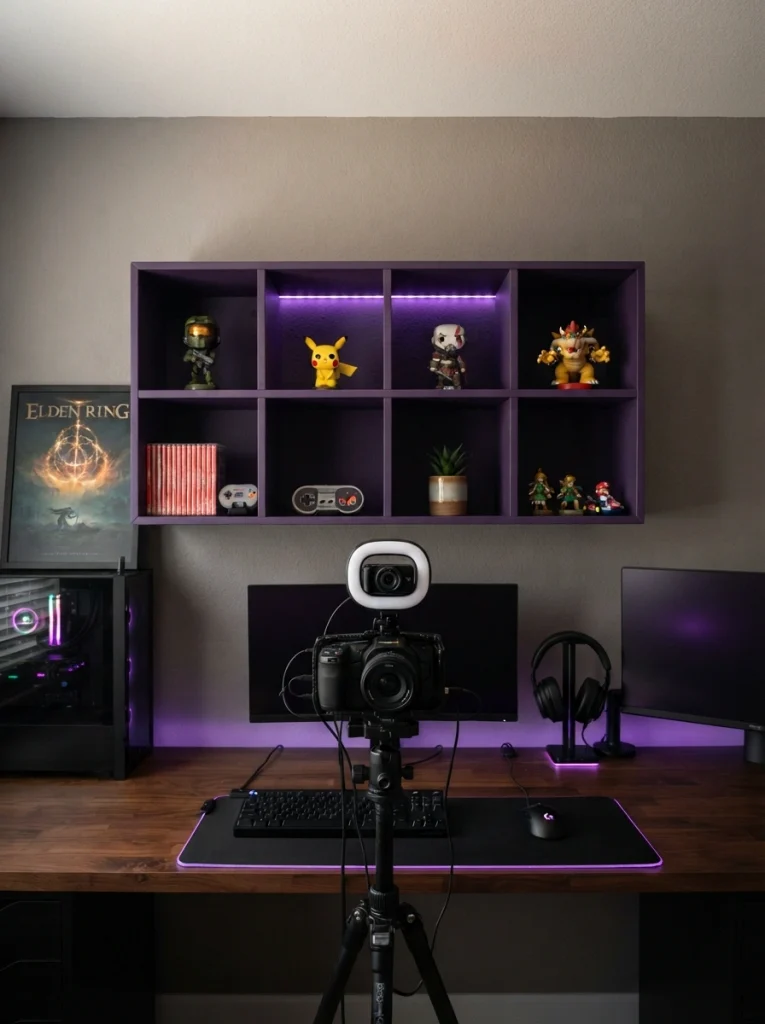 A Row of Deep Purple Cubes as Your Streaming Backdrop