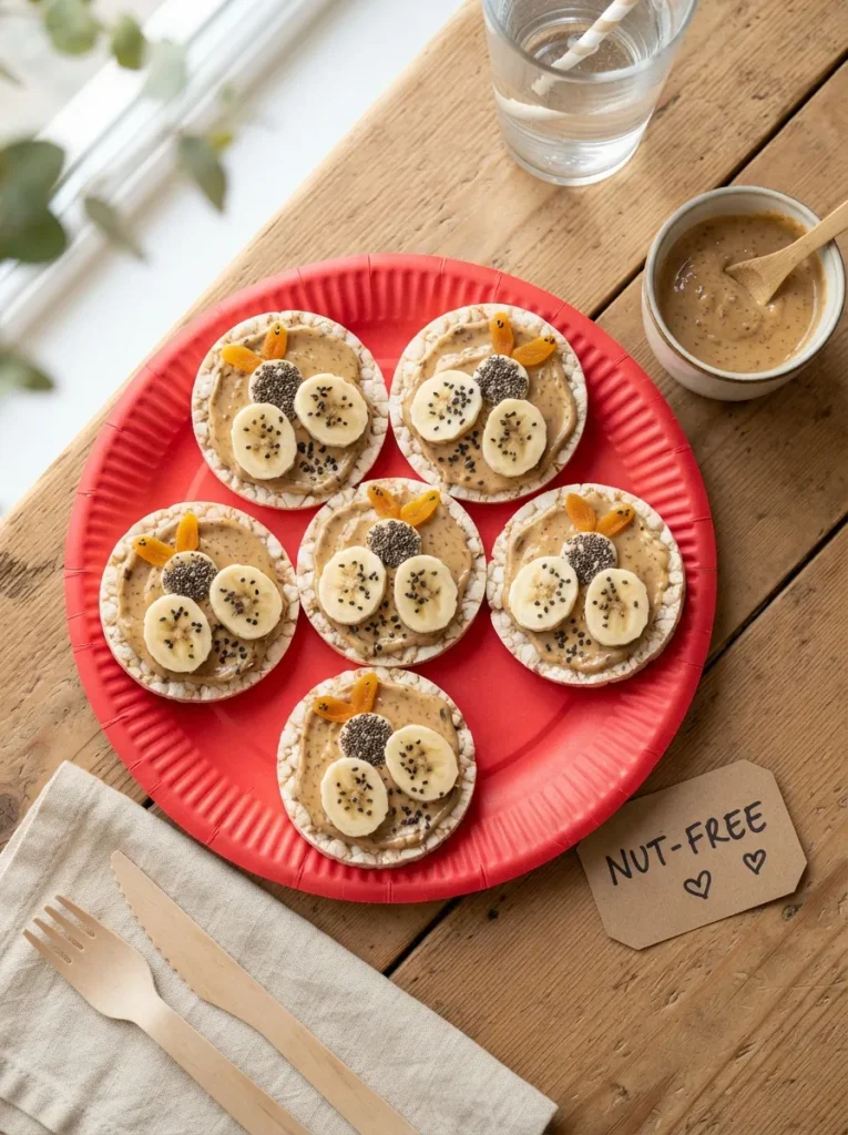 Rice Cake "Ladybugs" With Sunflower Seed Butter