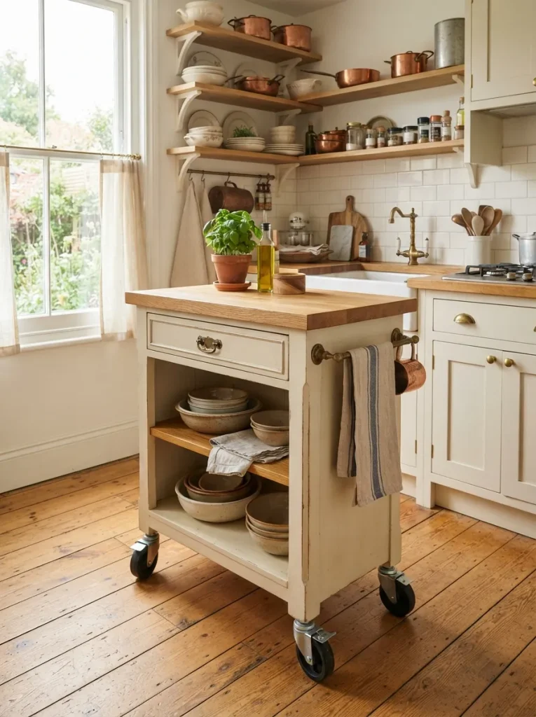 A Narrow Rolling Cart for Small Kitchens