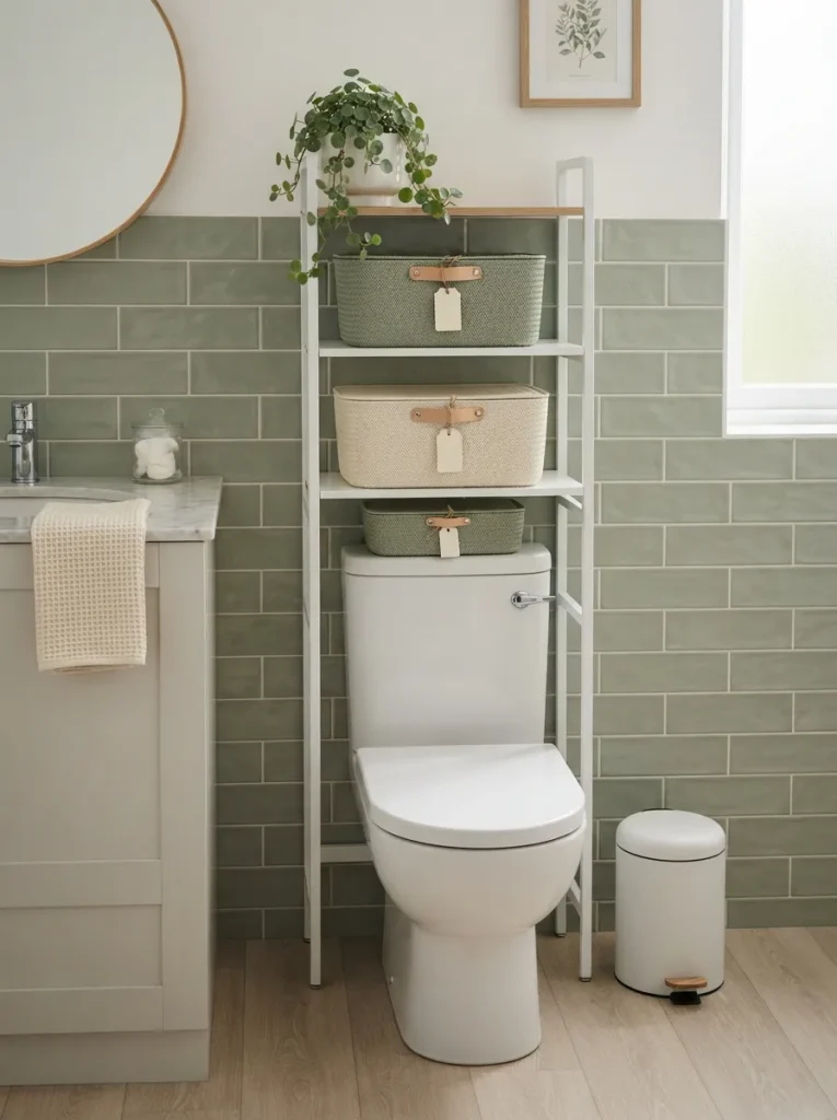 A Shared-Supplies Shelf That Ends the Toilet Paper Standoff